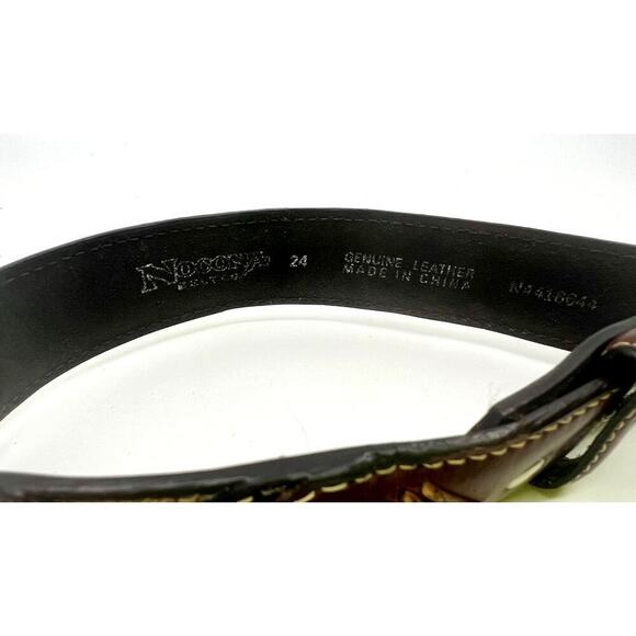 Nocona Youth Brown & Black Inlay Concho & Fabric Western Belt N4416644 Size 24 - Picture 3 of 3